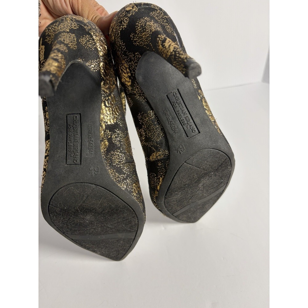 Christian Siriano Black & Gold Kenni High Heels Size 6.5 - Picture 5 of 5